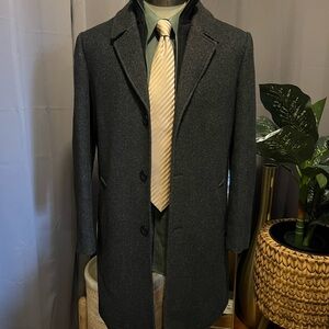 Kenneth Cole New York Black with Gray Heather wool Top Coat